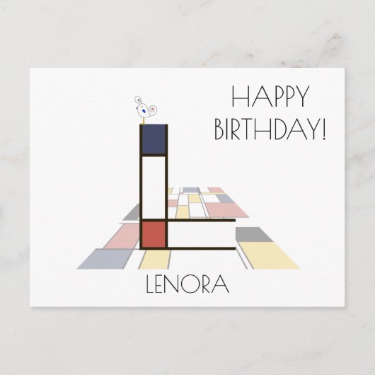 Carte Postale Monogramme de style art moderne. Lettre L (Devant)