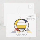 Carte Postale Monogramme de style art moderne. Lettre O (Devant / Derrière)