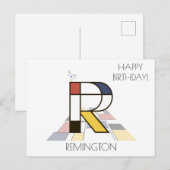 Carte Postale Monogramme de style art moderne. Lettre R (Devant / Derrière)