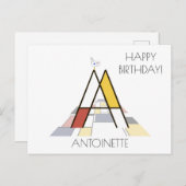 Carte Postale Monogramme de style d'art moderne. Lettre A (Devant / Derrière)