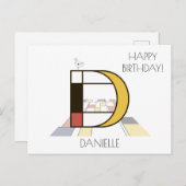 Carte Postale Monogramme de style d'art moderne. Lettre D (Devant / Derrière)