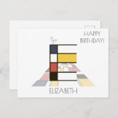 Carte Postale Monogramme de style d'art moderne. Lettre E (Devant / Derrière)