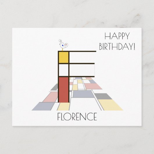 Carte Postale Monogramme de style d'art moderne. Lettre F (Devant)
