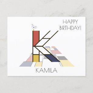 Carte Postale Monogramme de style d'art moderne. Lettre K