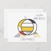 Carte Postale Monogramme de style d'art moderne. Lettre O (Devant / Derrière)