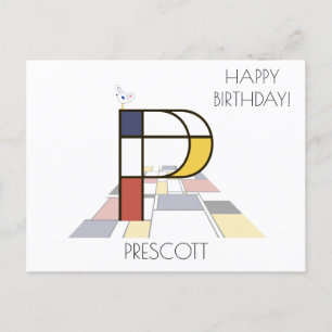Carte Postale Monogramme de style d'art moderne. Lettre P