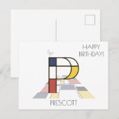 Carte Postale Monogramme de style d'art moderne. Lettre P (Devant / Derrière)