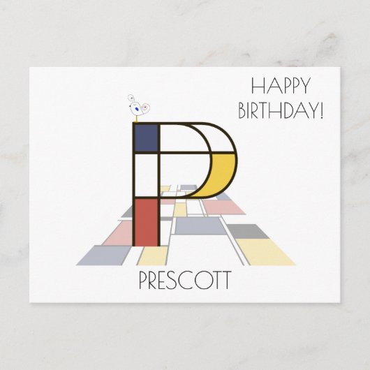 Carte Postale Monogramme de style d'art moderne. Lettre P (Devant)