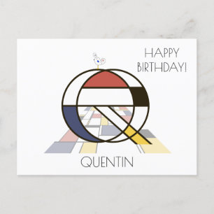 Carte Postale Monogramme de style d'art moderne. Lettre Q