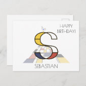 Carte Postale Monogramme de style d'art moderne. Lettre S (Devant / Derrière)