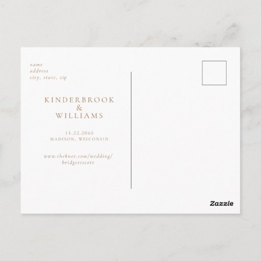 Carte Postale Monogramme d'or simple Mariage blanc Enregistrer l (Dos)