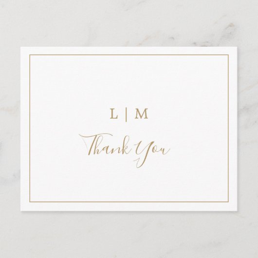 Carte Postale Monogramme d'or simple Mariage Merci (Devant)
