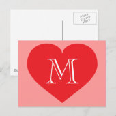 Carte Postale Monogramme du coeur rouge (Devant / Derrière)