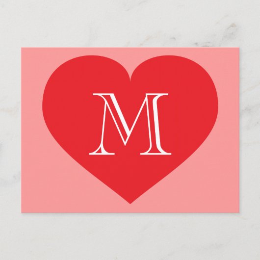 Carte Postale Monogramme du coeur rouge (Devant)