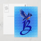 Carte Postale Monogramme élégant B initiales Bluebird (Devant / Derrière)