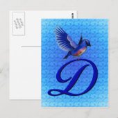 Carte Postale Monogramme élégant Bluebird Initial D (Devant / Derrière)
