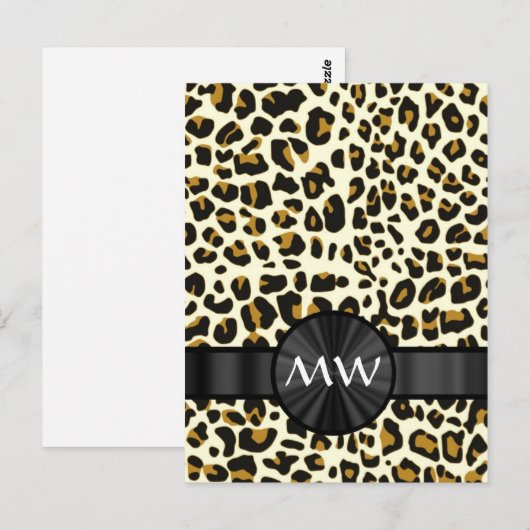 Carte Postale Monogramme et empreinte de léopard (Devant / Derrière)