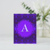 Carte Postale Monogramme Fancy foncé violet bleu Abstrait (Debout devant)