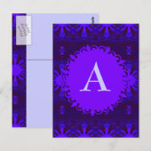 Carte Postale Monogramme Fancy foncé violet bleu Abstrait (Devant / Derrière)