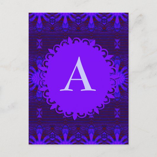 Carte Postale Monogramme Fancy foncé violet bleu Abstrait (Devant)
