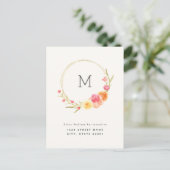 Carte Postale Monogramme floral Changement d'adresse Faire-part (Debout devant)