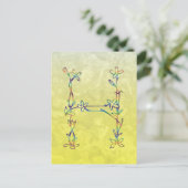 CARTE POSTALE MONOGRAMME FLORAL H (Debout devant)