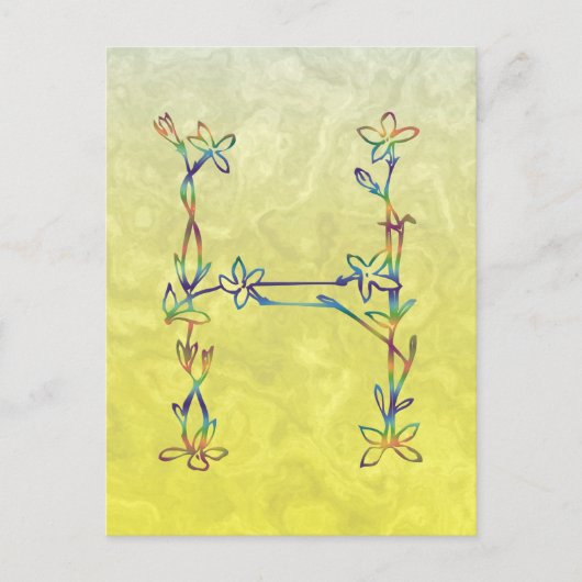 CARTE POSTALE MONOGRAMME FLORAL H (Devant)
