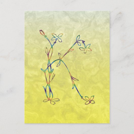 CARTE POSTALE MONOGRAMME FLORAL K (Devant)