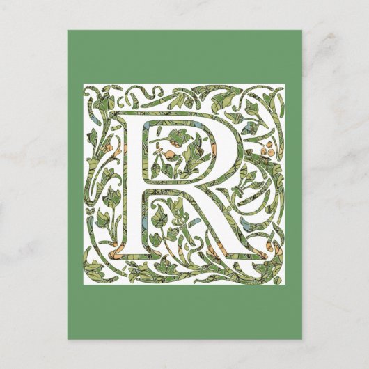 Carte Postale Monogramme Floral R (Devant)