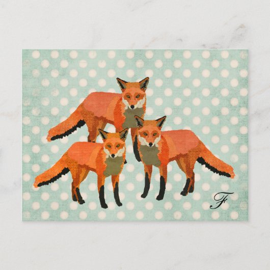 Carte postale Monogramme Foxes Ambre (Devant)