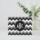 Carte Postale Monogramme Gris Noir et Blanc Zigzag (Debout devant)