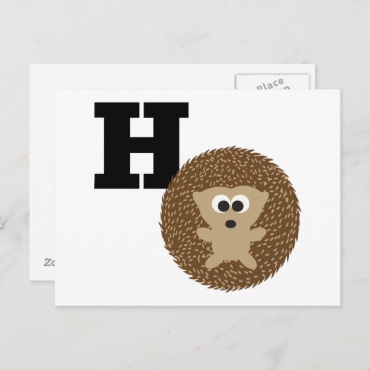 Carte Postale Monogramme H est pour Hérisson (Devant / Derrière)