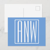 Carte Postale Monogramme Initial 3 Moderne Gras | Bleu Clair (Devant / Derrière)