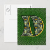 Carte Postale Monogramme Initial D Fleurs D'art (Devant / Derrière)