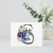 Carte Postale Monogramme initial de Pansy peint à la main - S (Debout devant)