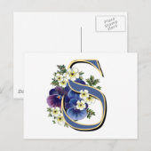Carte Postale Monogramme initial de Pansy peint à la main - S (Devant / Derrière)