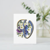 Carte Postale Monogramme initial de Pansy peint à la main - V (Debout devant)
