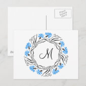 Carte Postale Monogramme initial du cercle de Cornflower de poin (Devant / Derrière)