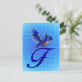 Carte Postale Monogramme Initial F Élégant Bluebird (Debout devant)