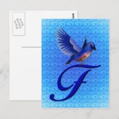 Carte Postale Monogramme Initial F Élégant Bluebird (Devant / Derrière)