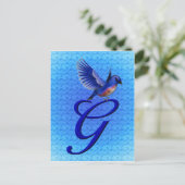 Carte Postale Monogramme Initial G Élégant Bluebird (Debout devant)