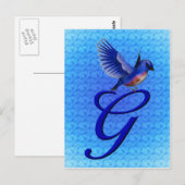 Carte Postale Monogramme Initial G Élégant Bluebird (Devant / Derrière)