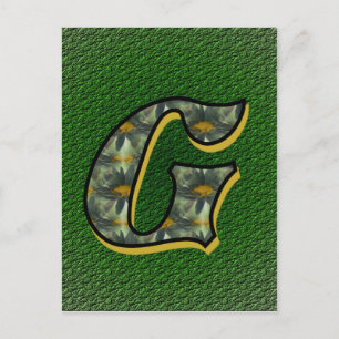 Carte Postale Monogramme Initial G Fleurs Artistiques Marguerite