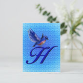 Carte Postale Monogramme Initial H Élégant Bluebird (Debout devant)