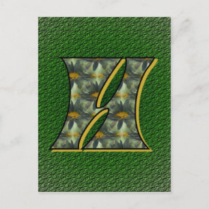 Carte Postale Monogramme Initial H Fleurs Artistiques Marguerite
