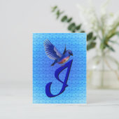 Carte Postale Monogramme Initial I Élégant Bluebird (Debout devant)