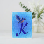 Carte Postale Monogramme Initial K Élégant Bluebird (Debout devant)