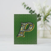 Carte postale Monogramme Initial P Black Daisies (Debout devant)
