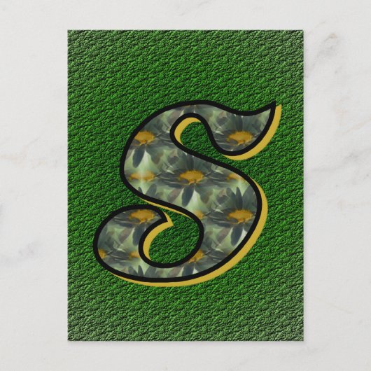 Carte postale Monogramme Initial S Black Daisies (Devant)