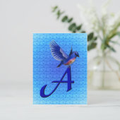 Carte Postale Monogramme initiale A Bluebird (Debout devant)